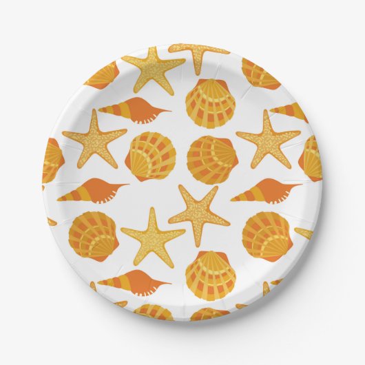 Oranje balkpatroon papieren bordje (Voorkant)