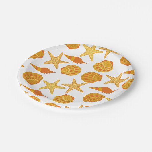 Oranje balkpatroon papieren bordje (Gekanteld)