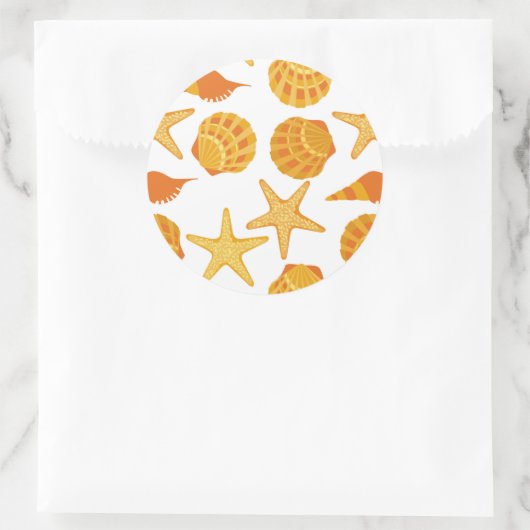 Oranje balkpatroon ronde sticker (Tas)