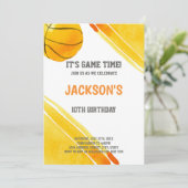 Oranje Ball Waterverf Basketball Uitnodigingen (Staand voorkant)