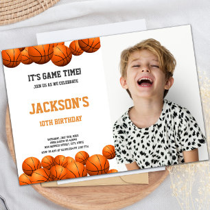 Oranje Ballen Basketbal Uitnodigingen met Foto