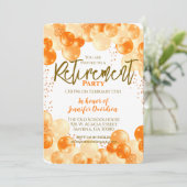 Oranje ballon voor pensionering kaart (Staand voorkant)