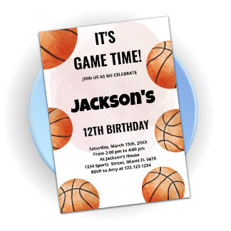Oranje Balls Basketball Birthday-uitnodigingen Kaart
