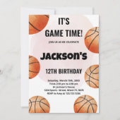 Oranje Balls Basketball Birthday-uitnodigingen Kaart (Voorkant)