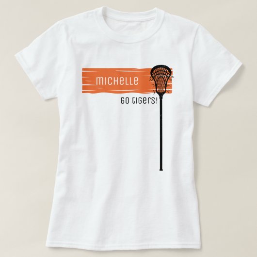 Oranje banner met Lacrosse Stick T-shirt (Design voorkant)