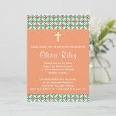 Oranje baptisme/Christening Invite Kaart (Staand voorkant)