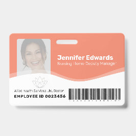 Oranje barcode op foto ID-kaart voor gezondheidswe Badge