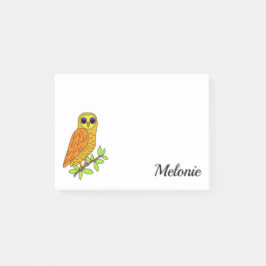 Oranje Barn Owl Monogrammen Naam 4 x 3 Post-it® Notes