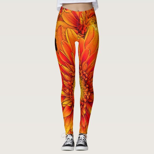 Oranje barst Yoga Pants/Leggings Leggings (Voorkant)