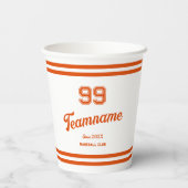 Oranje Baseball Custom Player Nummer & Team Naam Papieren Bekers (Achterkant)