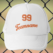 Oranje Baseball Custom Player Nummer & Team Naam Trucker Pet