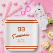 Oranje Baseball Custom Player Nummer & TeamName Papieren Bordje (Feest)
