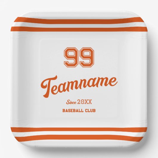 Oranje Baseball Custom Player Nummer & TeamName Papieren Bordje (Voorkant)
