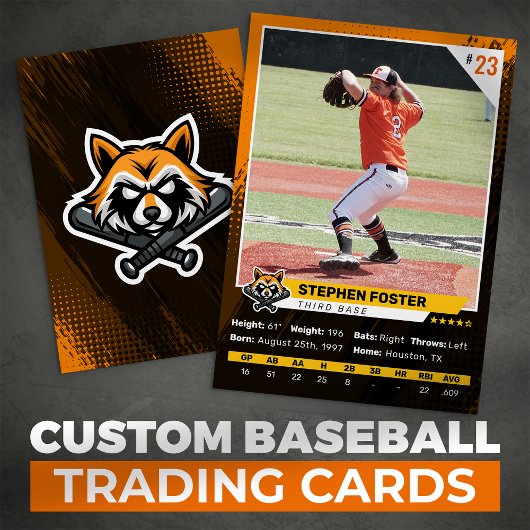 Oranje Baseball Trading Kaart Foto Baseball Logo Contactkaartje