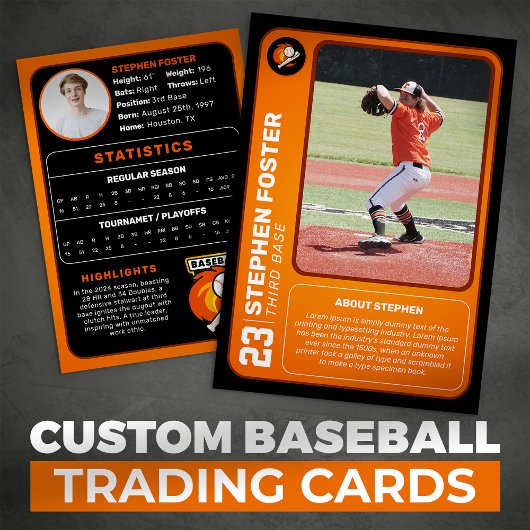 Oranje Baseball Trading Kaart Gift Honkbalspeler Contactkaartje