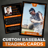 Oranje Baseball Trading Kaart - Spelersprofiel Contactkaartje