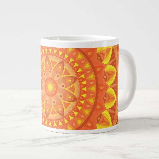 Oranje basis Mandala Grote Koffiekop (Voorkant rechts)