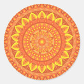 Oranje basis Mandala Ronde Sticker (Voorkant)