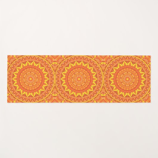 Oranje basis Mandala Yogamat (Voorkant (horizontaal))