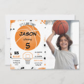 Oranje basketbal foto uitnodiging (Voorkant)