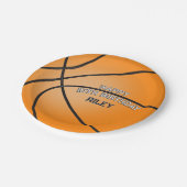 Oranje basketbal Happy Birthday Naam Papieren Bordje (Gekanteld)