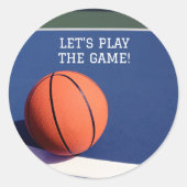 Oranje basketbal sport klassieke ronde sticker (Voorkant)