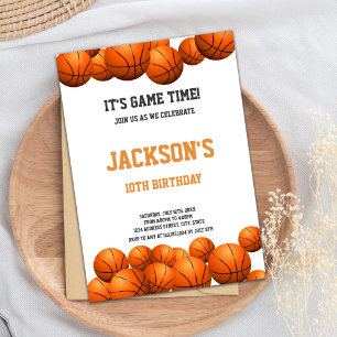 Oranje basketbal verjaardagsuitnodiging kaart