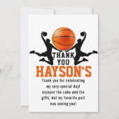 oranje basketbaljongen 5e verjaardagsfeestje bedankkaart (Voorkant)