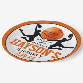 oranje basketbaljongen 5e verjaardagsfeestje papieren bordje (Gekanteld)