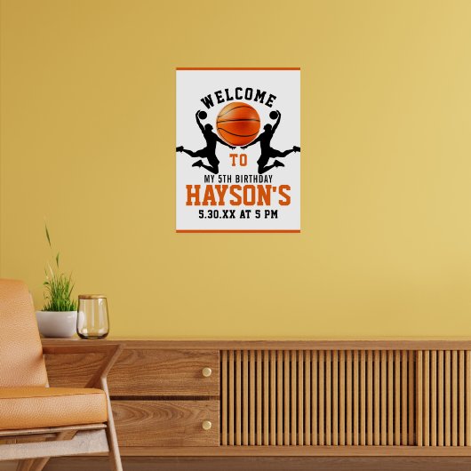oranje basketbaljongen 5e verjaardagsfeestje poster (Woonkamer 2)