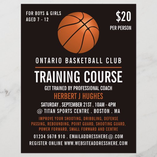 Oranje Basketball, Basketball training Flyer (Voorkant)