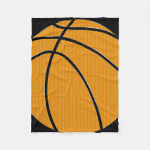 Oranje Basketball-ontwerp met zwarte achtergrond Fleece Deken