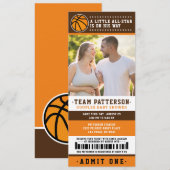 Oranje Basketball Ticket Couples Baby shower Foto Kaart (Voorkant / Achterkant)