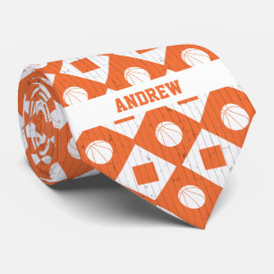 Oranje Basketball Wood Floor Argyle Pattern Stropdas
