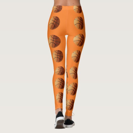 Oranje Basketballen Patroon, Leggings (Achterkant)