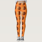 Oranje Basketballen Patroon, Leggings (Voorkant)