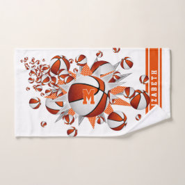 oranje basketballen sterren meisjes monogram handdoek