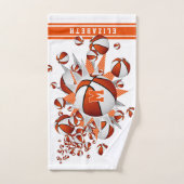 oranje basketballen sterren meisjes monogram handdoek (Handdoek)