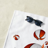 oranje basketballen sterren meisjes naam monogram strandlaken (In situ)