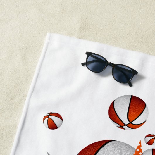 oranje basketballen sterren meisjes naam monogram strandlaken (In situ)
