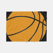 Oranje basketbalontwerp met zwarte achtergrond fleece deken (Voorkant (Horizontaal))