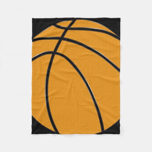 Oranje basketbalontwerp met zwarte achtergrond fleece deken (Voorkant)