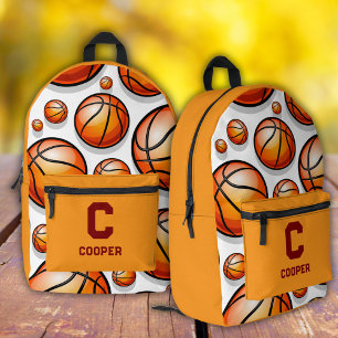 Oranje basketbalpatroon  bedrukte rugzak
