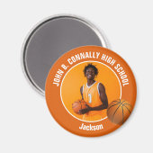 Oranje Basketbalspeler Middelbare School Foto Magneet (Voorkant / Achterkant)