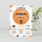 Oranje basketbaluitnodiging kaart (Staand voorkant)