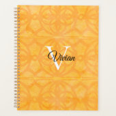 Oranje Batik Elegant Monogram Naam Planner (Voorkant)