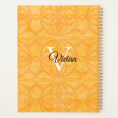 Oranje Batik Elegant Monogram Naam Planner (Achterkant)