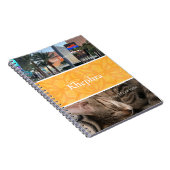 Oranje batik fotocollage witte rand naam notitieboek (Rechterzijde)