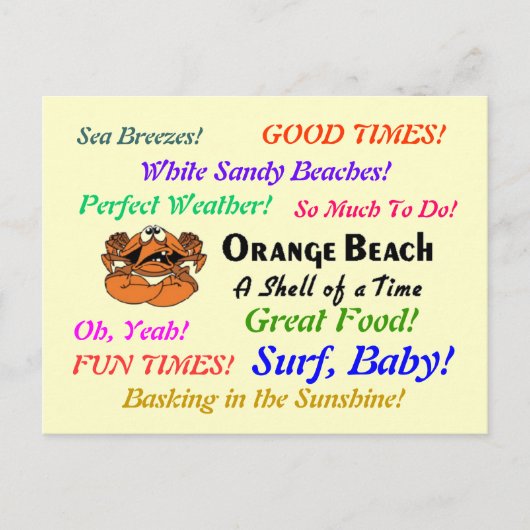 Oranje Beach Alabama Briefkaart (Voorkant)