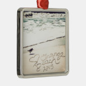 Oranje Beach Alabama Sandwriting Beach Waves Words Metalen Ornament (Rechts)